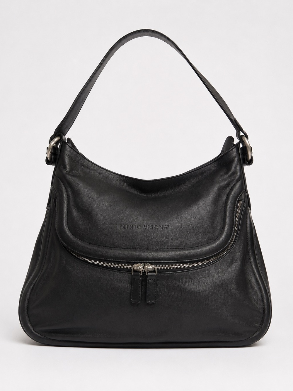 Plinio Visona Italy Black Leather Slouchy Hobo Shoulder Bag Archival 90s Y2K